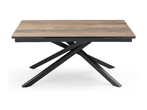 Table extensible 160/240 cm céramique effet bois pied torsadé - TEXAS 05