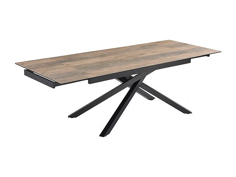 Table extensible 160/240 cm céramique effet bois pied torsadé - TEXAS 05