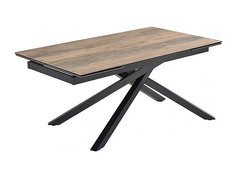 Table extensible 160/240 cm céramique effet bois pied torsadé - TEXAS 05