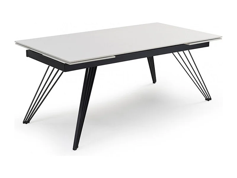 Table extensible 160/240 cm céramique blanc pieds filaires - OREGON 01