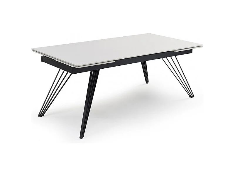 Table extensible 160/240 cm céramique blanc pieds filaires - OREGON 01