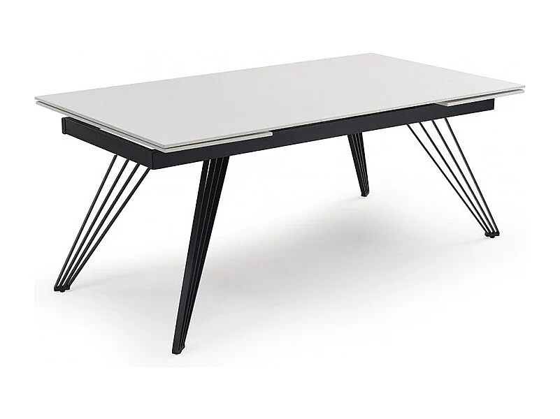 Table extensible 160/240 cm céramique blanc pieds filaires - OREGON 01