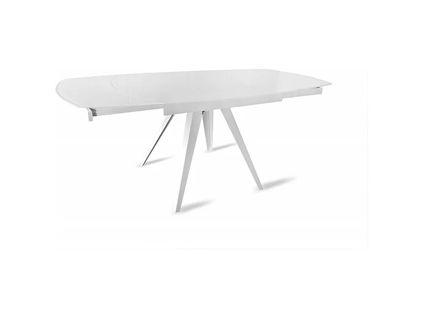 Table extensible ovale 120 à 180 cm verre trempé blanc - ADELPHIA 1