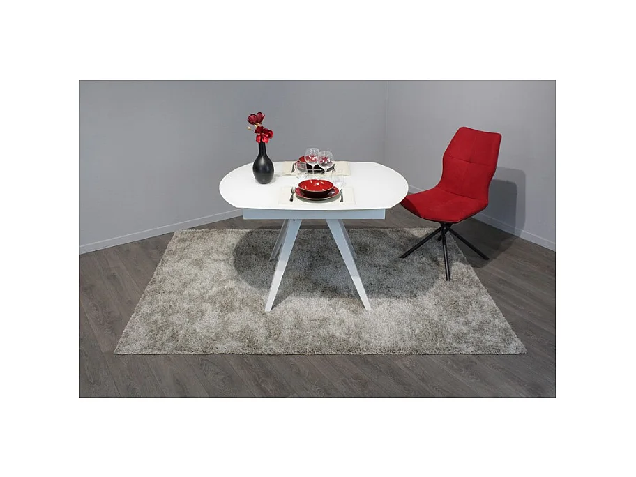 Table extensible ovale 120 à 180 cm verre trempé blanc - ADELPHIA 1