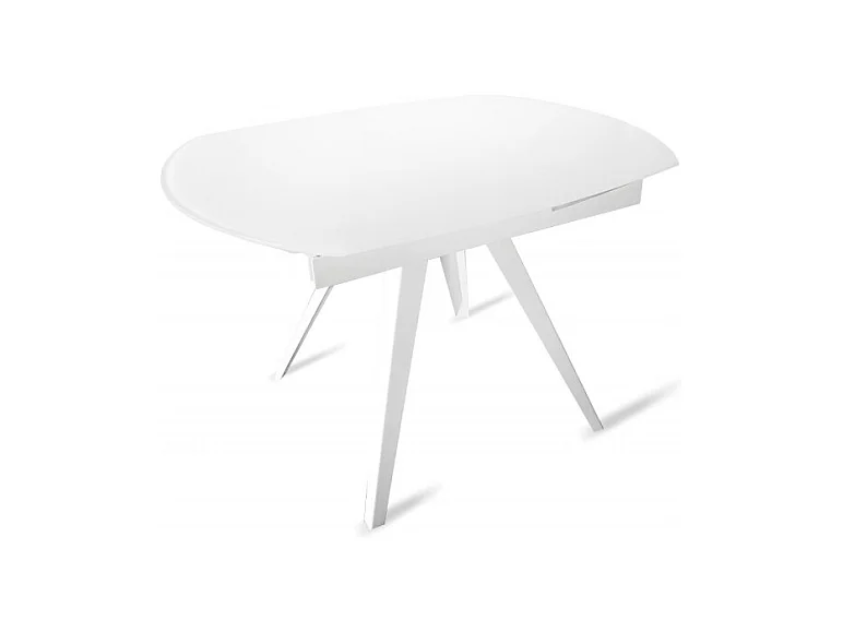 Table extensible ovale 120 à 180 cm verre trempé blanc - ADELPHIA 1