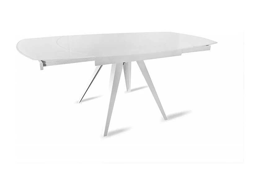 Table extensible ovale 120 à 180 cm verre trempé blanc - ADELPHIA 1