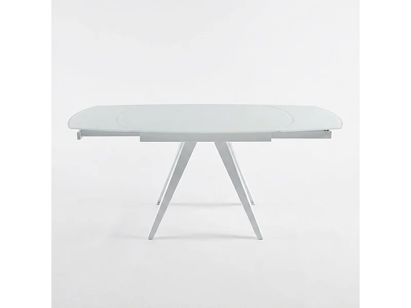 Table extensible ovale 120 à 180 cm verre trempé blanc - ADELPHIA 1