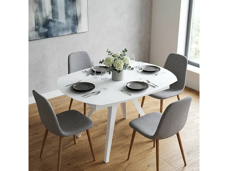 Table extensible ovale 120 à 180 cm verre trempé blanc - ADELPHIA 1