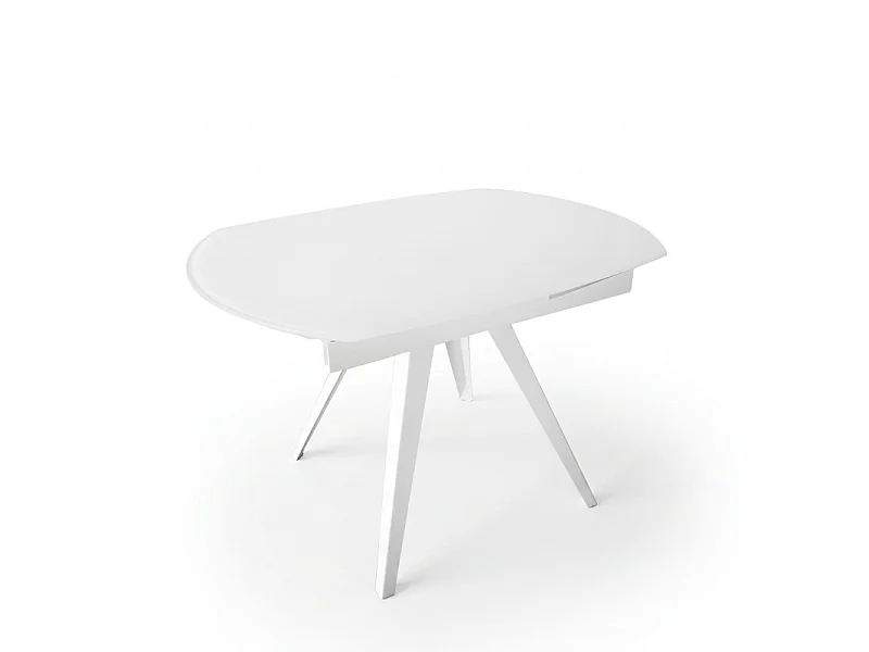 Table extensible ovale 120 à 180 cm verre trempé blanc - ADELPHIA 1