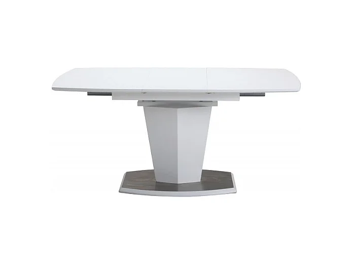 Table extensible blanche 120 à 160 cm pied acier brosser - DONA