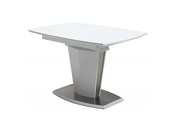 Table extensible blanche 120 à 160 cm pied acier brosser - DONA