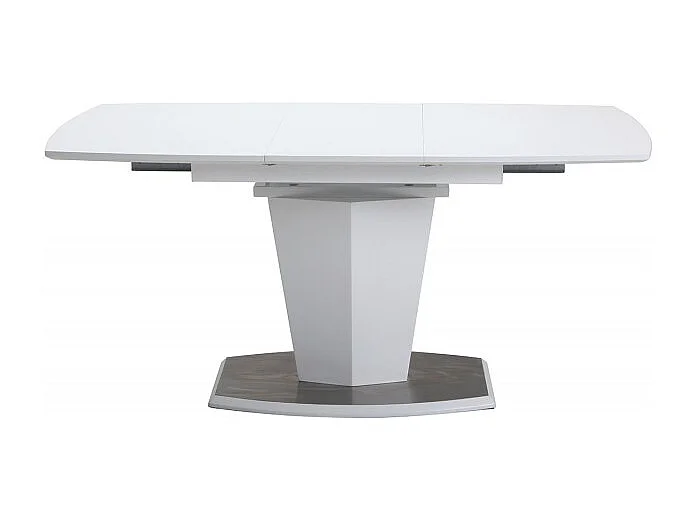 Table extensible blanche 120 à 160 cm pied acier brosser - DONA