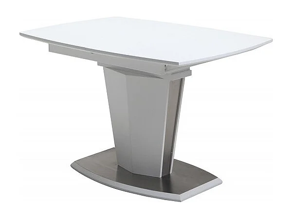 Table extensible blanche 120 à 160 cm pied acier brosser - DONA