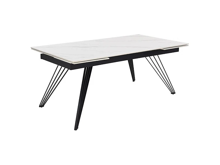 Table extensible 160/240 cm céramique blanc marbré pieds filaires - NEVADA 01