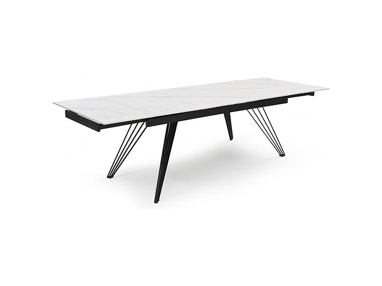 Table extensible 160/240 cm céramique blanc marbré pieds filaires - NEVADA 01