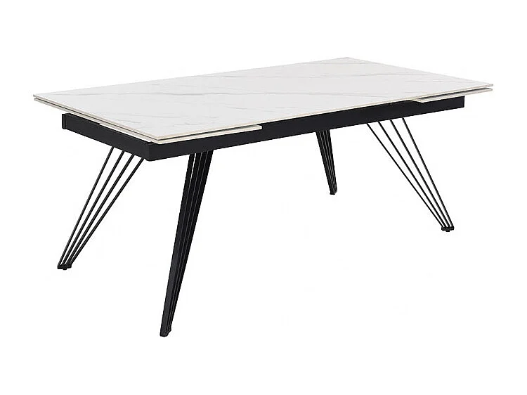 Table extensible 160/240 cm céramique blanc marbré pieds filaires - NEVADA 01