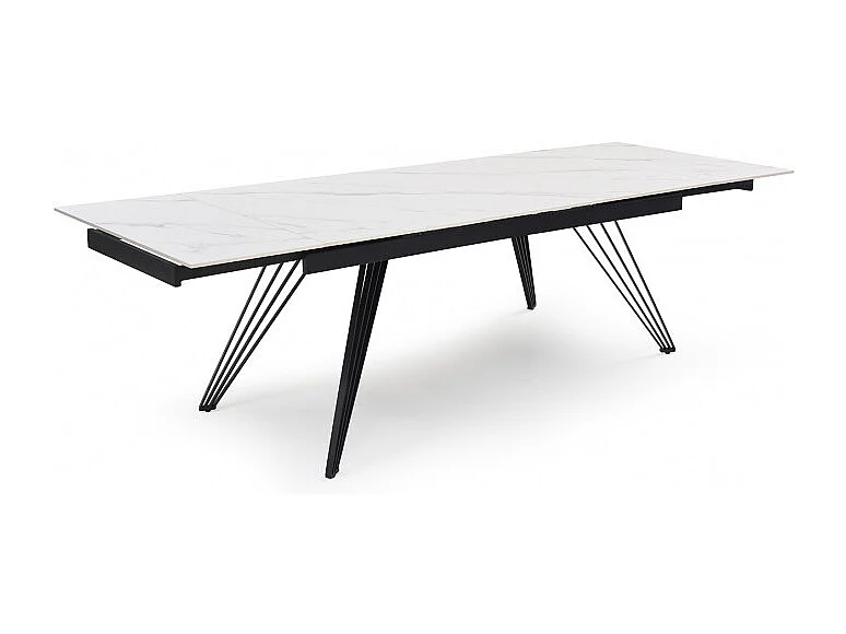 Table extensible 160/240 cm céramique blanc marbré pieds filaires - NEVADA 01