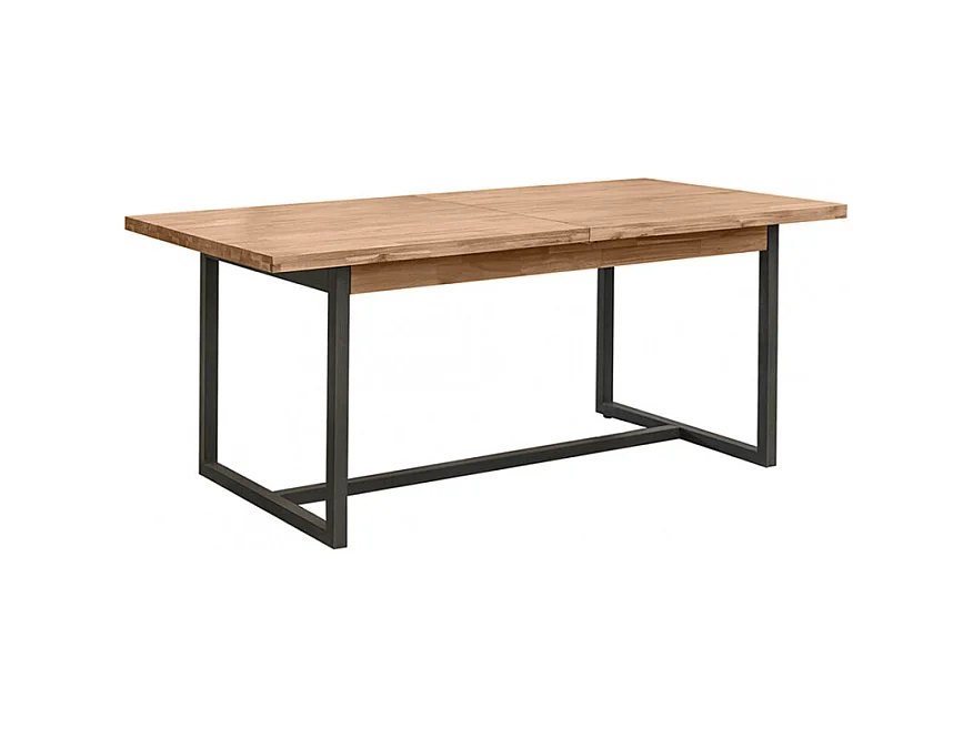 Table de repas extensible 180/220 cm bois d'acacia et métal - MAYBEL