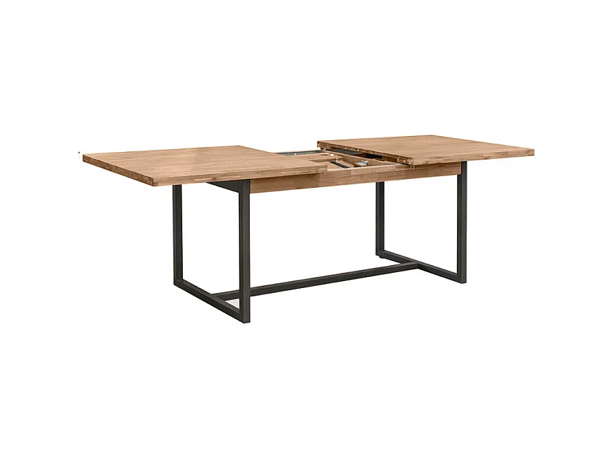 Table de repas extensible 180/220 cm bois d'acacia et métal - MAYBEL
