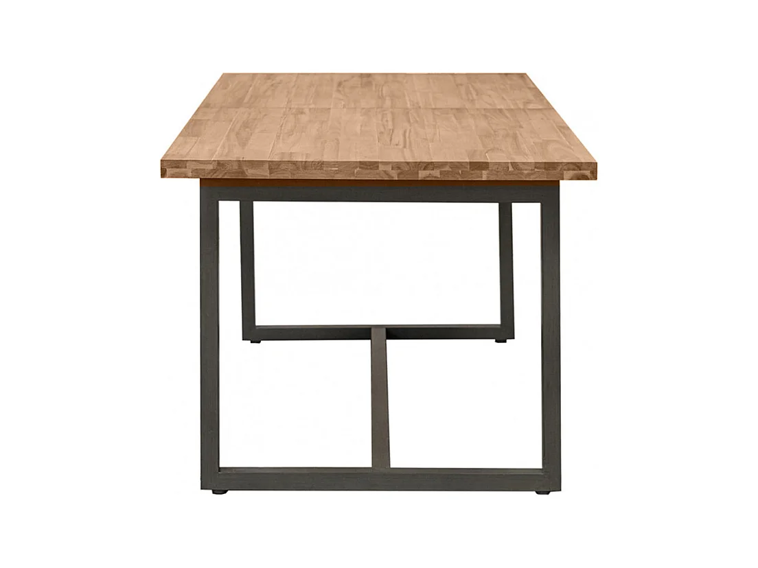 Table de repas extensible 180/220 cm bois d'acacia et métal - MAYBEL