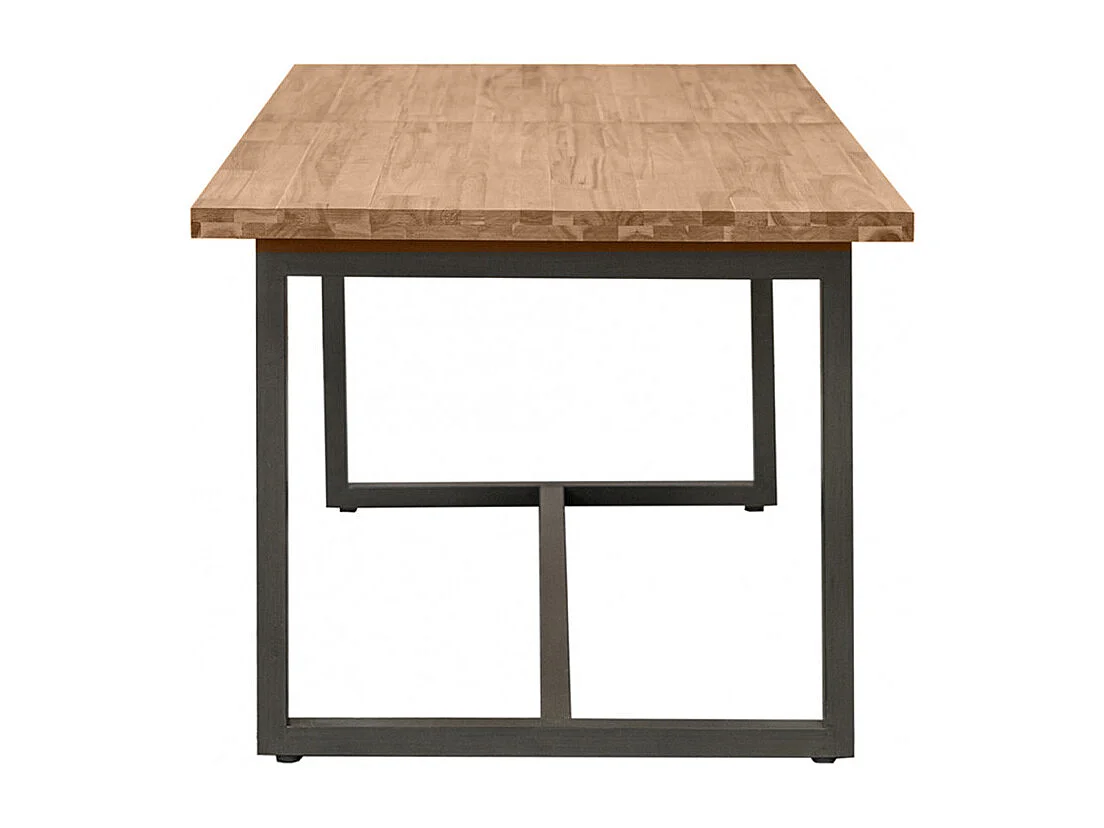 Table de repas extensible 180/220 cm bois d'acacia et métal - MAYBEL