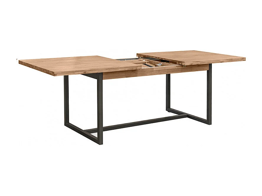 Table de repas extensible 180/220 cm bois d'acacia et métal - MAYBEL