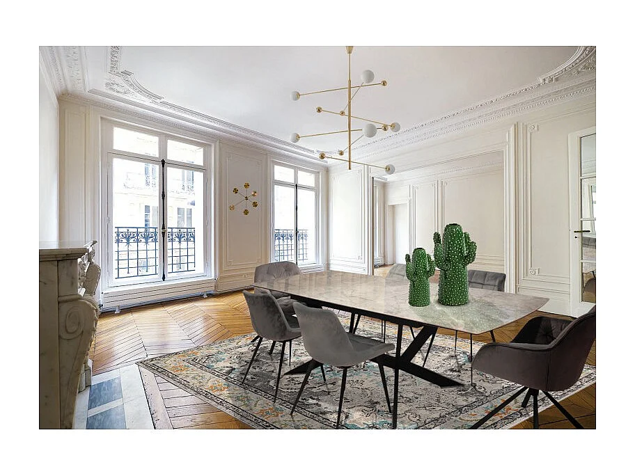 Table extensible 180 à 230 cm en céramique gris marbré - LUNA