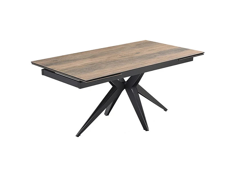 Table extensible 160/240 cm céramique effet bois pied étoile métal - TEXAS 06