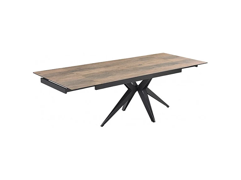 Table extensible 160/240 cm céramique effet bois pied étoile métal - TEXAS 06