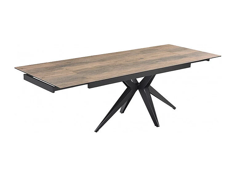 Table extensible 160/240 cm céramique effet bois pied étoile métal - TEXAS 06