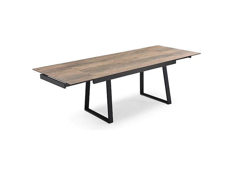 Table extensible 160/240 cm céramique effet bois pieds luge - TEXAS 02