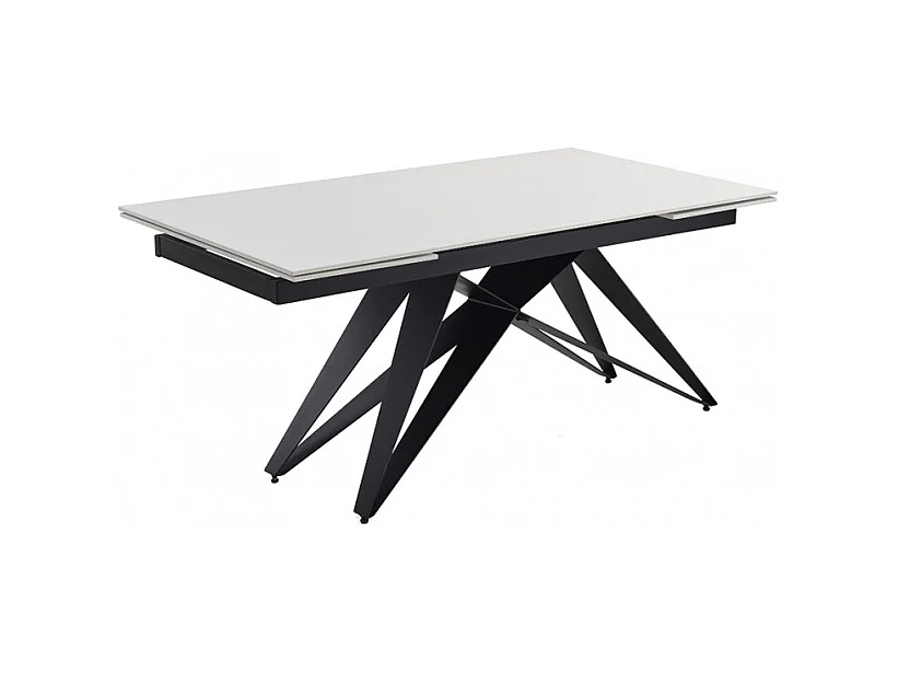 Table extensible 160/240 cm céramique blanc pied géométrique - OREGON 03