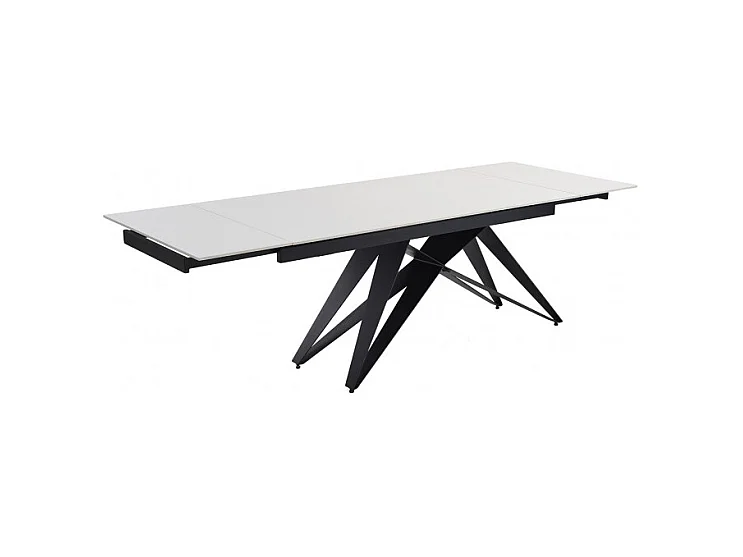 Table extensible 160/240 cm céramique blanc pied géométrique - OREGON 03