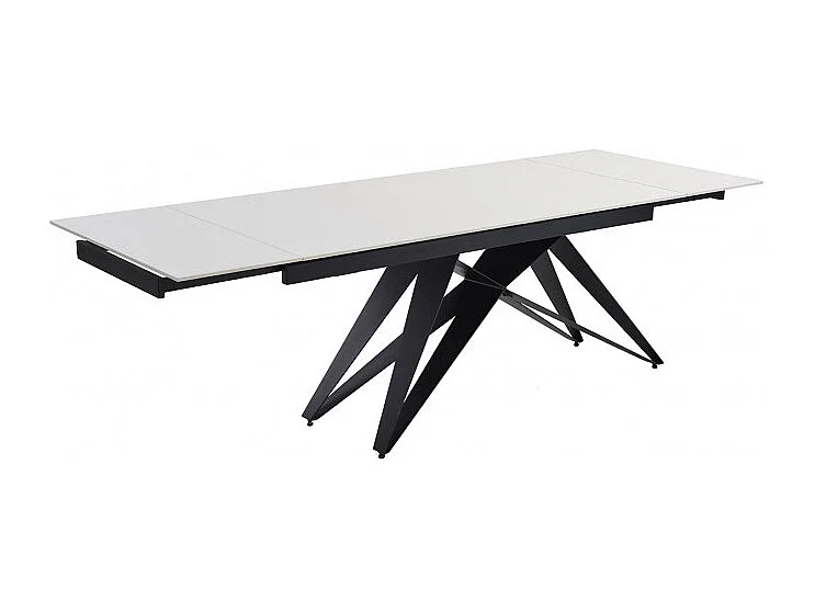 Table extensible 160/240 cm céramique blanc pied géométrique - OREGON 03