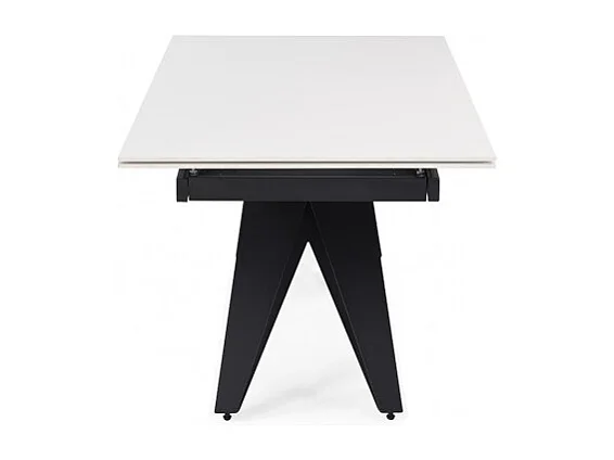 Table extensible 160/240 cm céramique blanc pied géométrique - OREGON 03