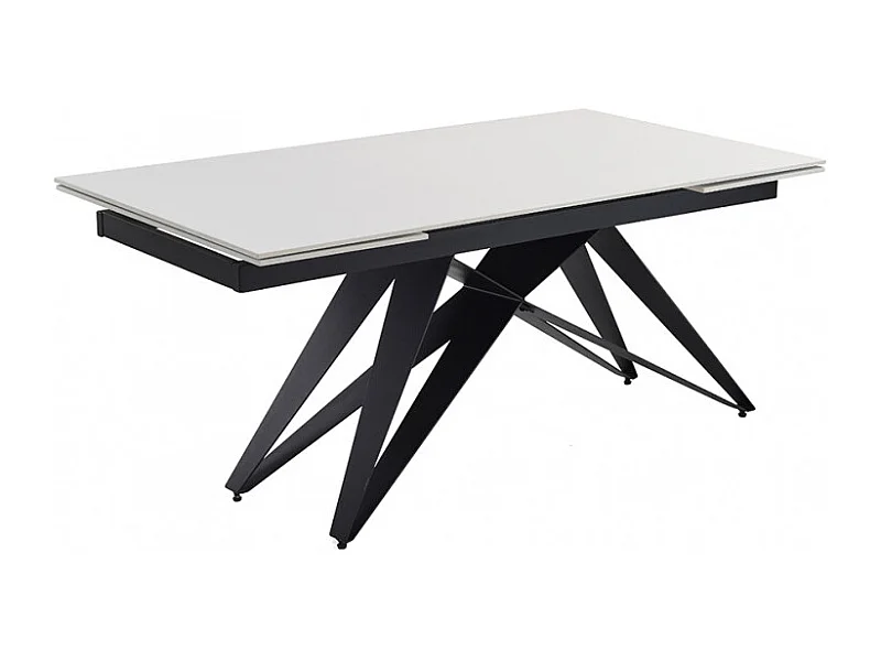 Table extensible 160/240 cm céramique blanc pied géométrique - OREGON 03