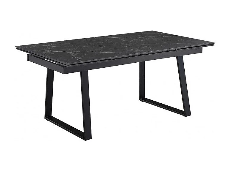 Table extensible 160/240 cm céramique noir marbré pied luge - INDIANA 02