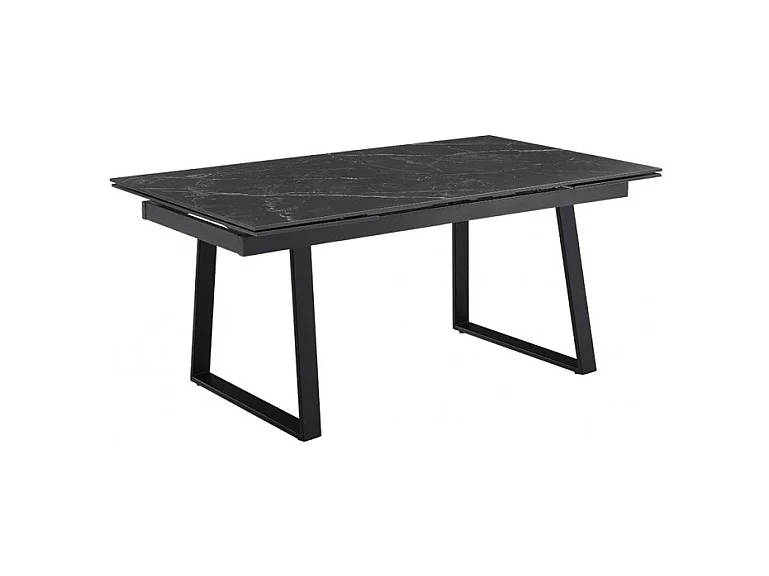 Table extensible 160/240 cm céramique noir marbré pied luge - INDIANA 02