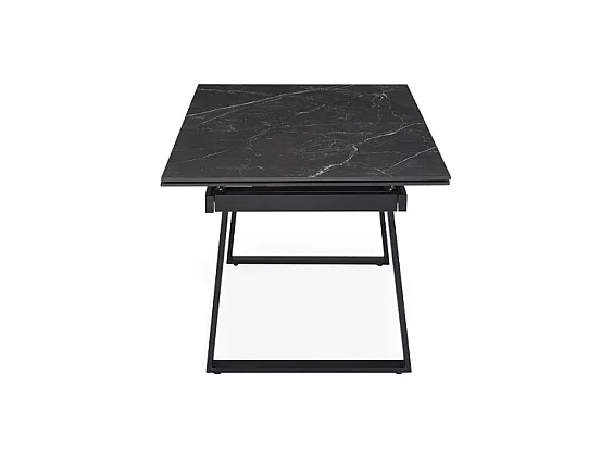 Table extensible 160/240 cm céramique noir marbré pied luge - INDIANA 02