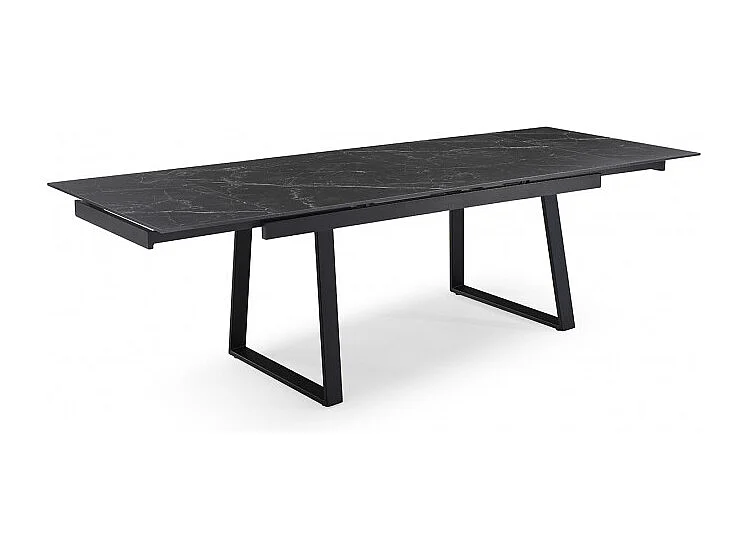 Table extensible 160/240 cm céramique noir marbré pied luge - INDIANA 02