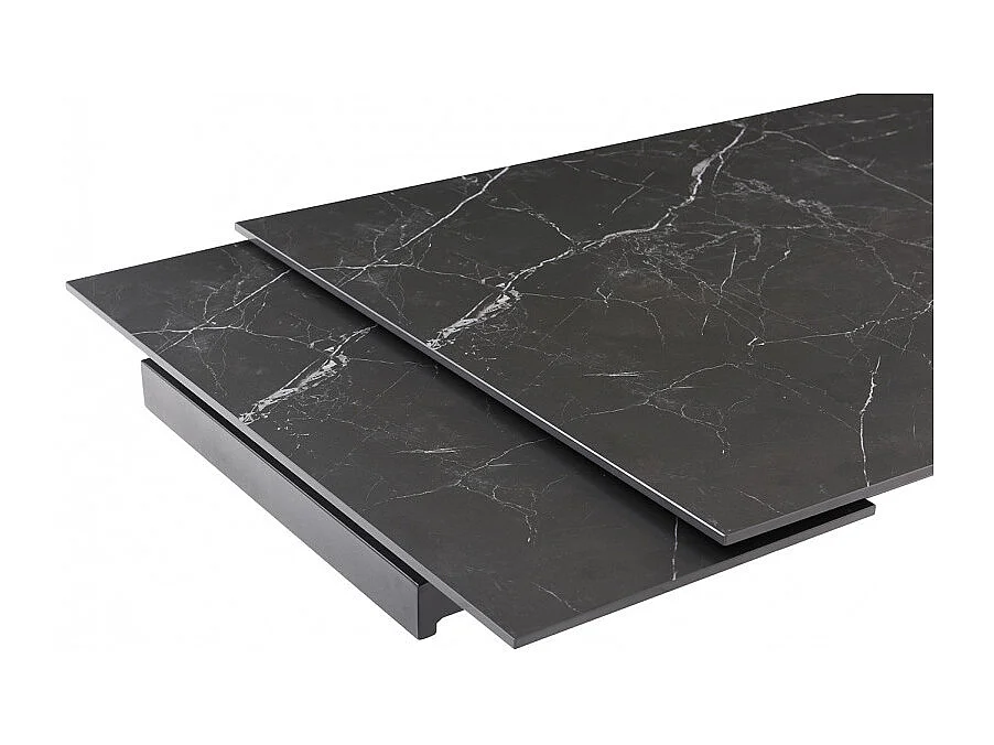 Table extensible 160/240 cm céramique noir marbré pied luge - INDIANA 02