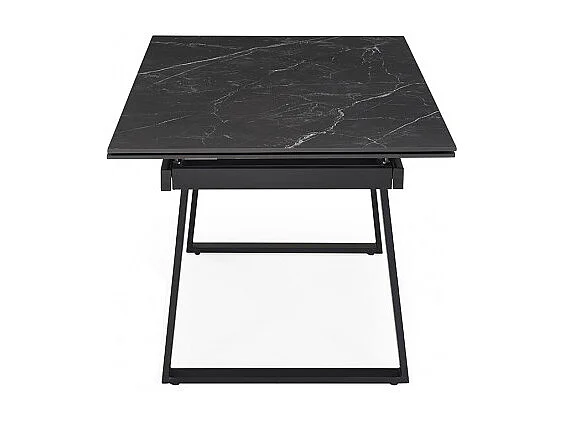 Table extensible 160/240 cm céramique noir marbré pied luge - INDIANA 02