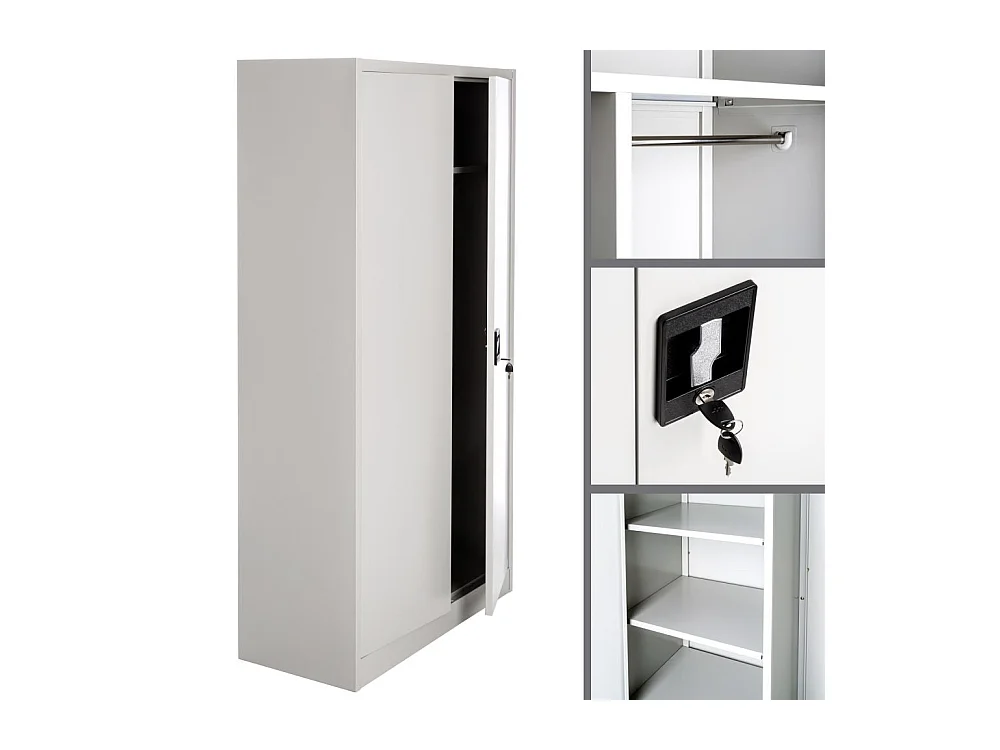 Spogliatoio in metallo 5 livelli 90 cm con armadio integrato grigio 08_0000439