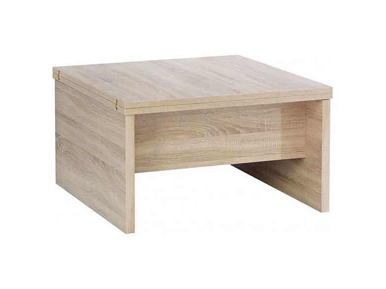 Table basse carré réhaussable et extensible décor bois clair - SOFYA