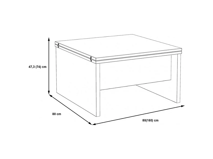 Table basse carré réhaussable et extensible décor bois clair - SOFYA