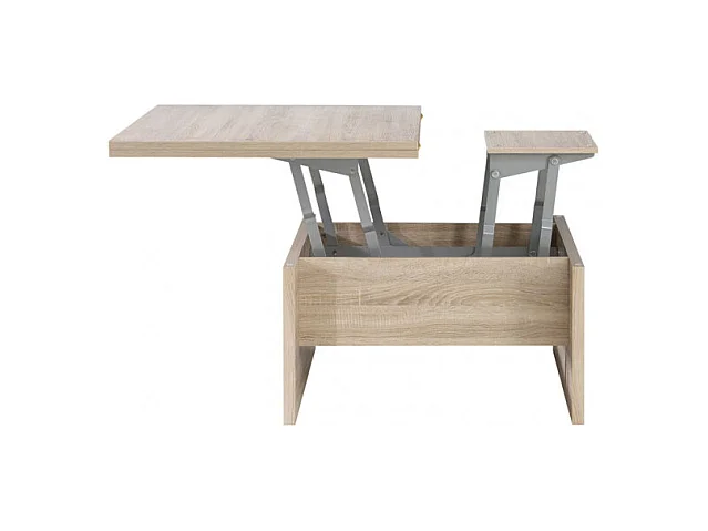 Table basse carré réhaussable et extensible décor bois clair - SOFYA