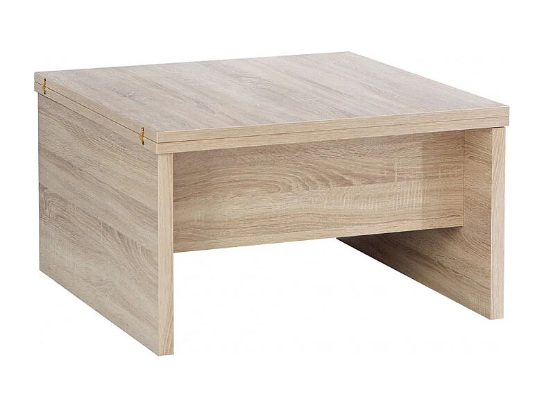 Table basse carré réhaussable et extensible décor bois clair - SOFYA