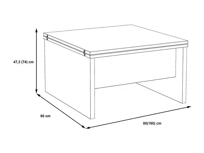 Table basse carré réhaussable et extensible décor bois clair - SOFYA