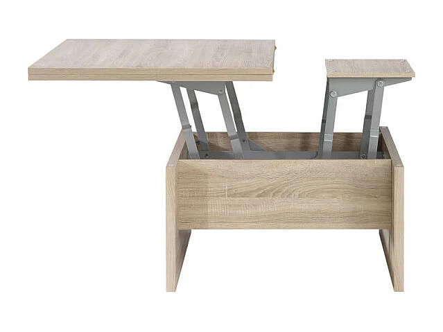 Table basse carré réhaussable et extensible décor bois clair - SOFYA