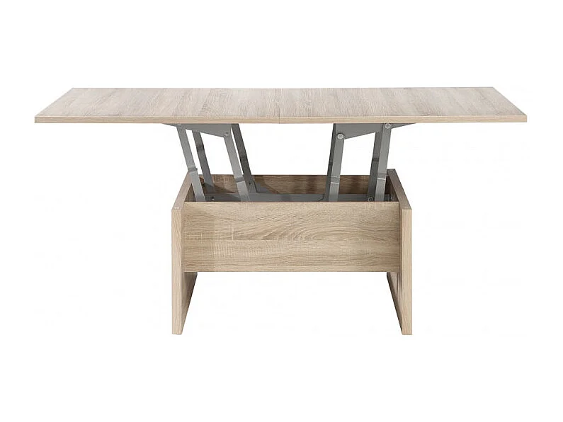 Table basse carré réhaussable et extensible décor bois clair - SOFYA
